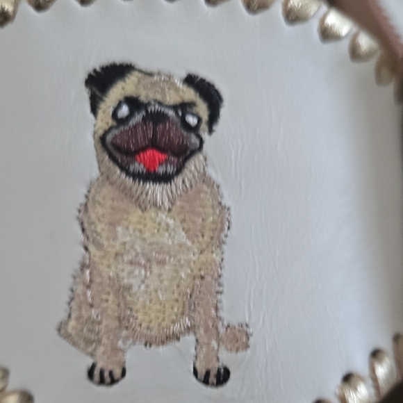 Jack Rogers| White and Gold Trim Sandals with Pug Embrodery Size 9.5 NWOT - Picture 6 of 8